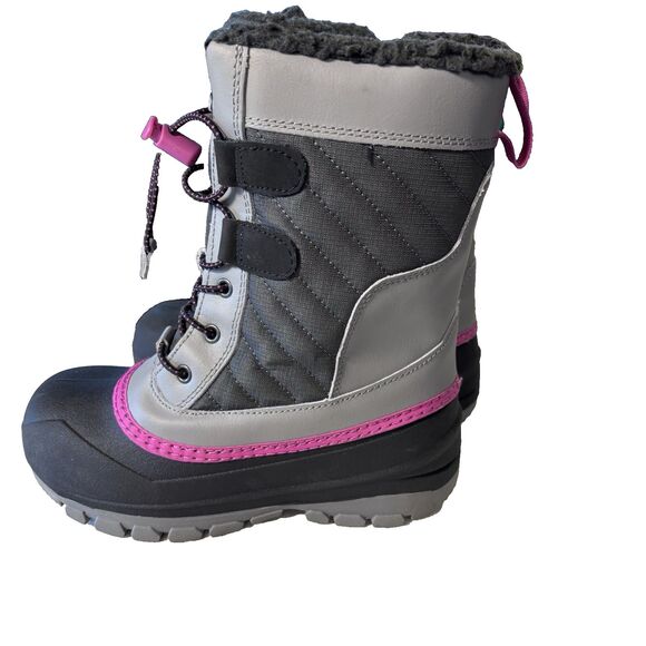 All in Motion Girl’s Shay Zip Lace-Up Winter Boots Gray/Pink - Size 1 - Picture 5 of 15